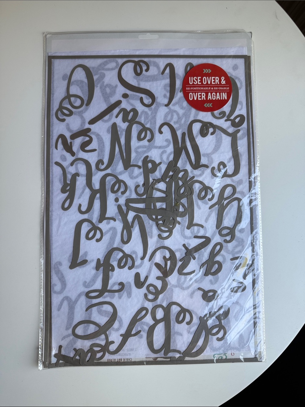 Reusable Script Alphabet Stencil - Gray - Picture 2 of 3
